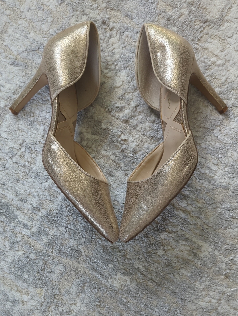 Adrienne Vittadini Champagne Metallic D'Orsay Pointed Heels Size 7